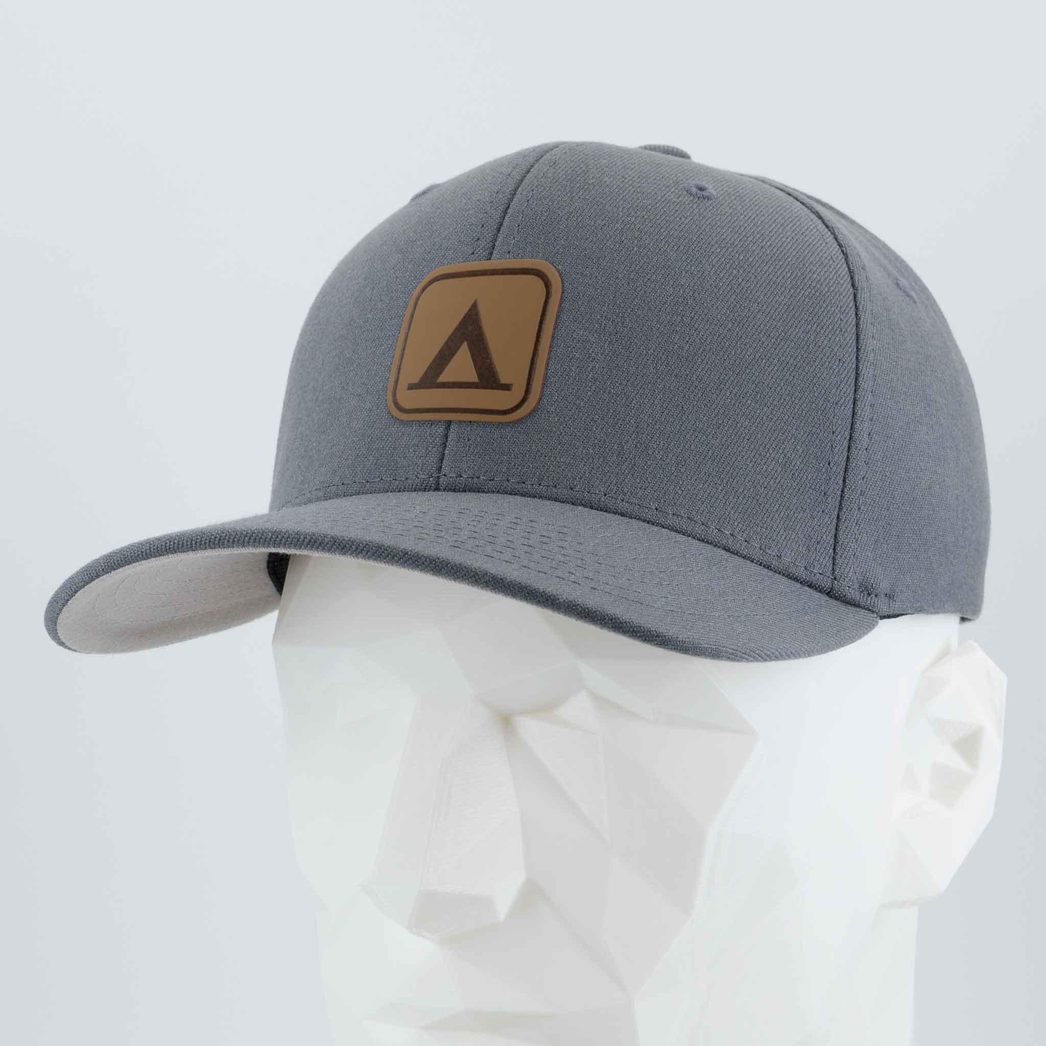 Tent Camping Trail Sign (Leather) - Flexfit® Premium Wool Blend Cap Color: Dark Gray - Eternal Glyph LLC