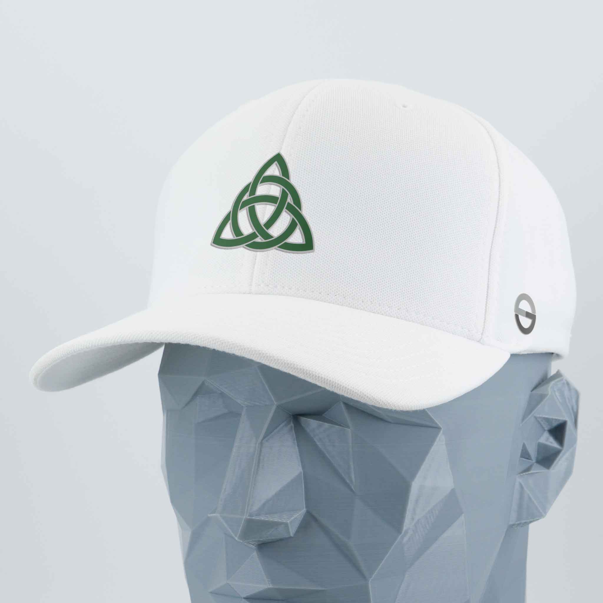 Triquetra Trinity Knot (Silicone) - Flexfit® Cool & Dry Cap Color: White - Eternal Glyph LLC