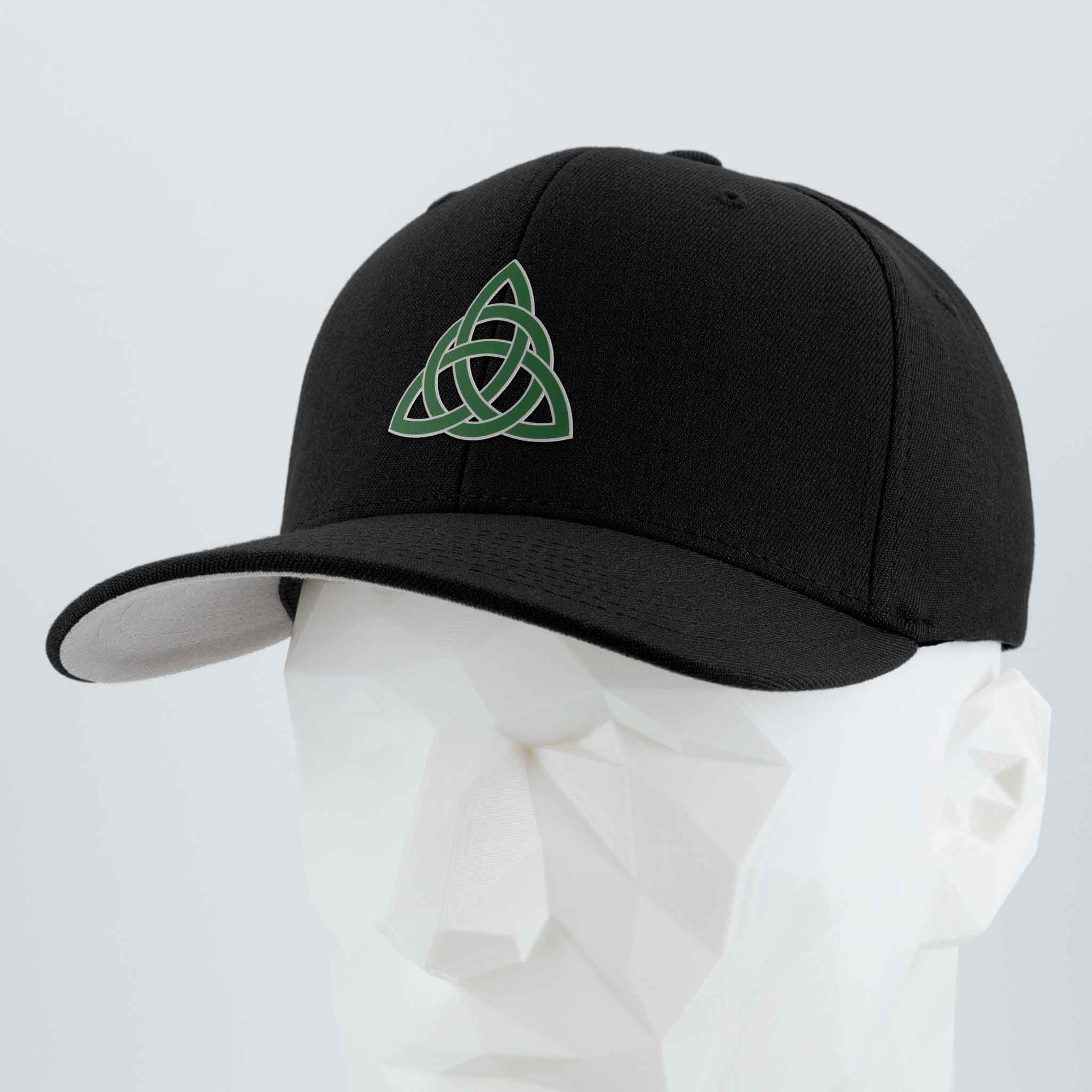 Triquetra Trinity Knot (Silicone) - Flexfit® Premium Wool Blend Cap Color: Black - Eternal Glyph LLC