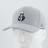 The Eternal Glyph “Uncle Sam, I Want You (Silicone)” Flexfit® Cool & Dry Cap is a light gray hat with a bold Uncle Sam patch, shown on a white mannequin head—an ideal pick for patriotic style.
