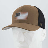 American Flag, Coyote Black (Double Layer Silicone) - Mesh Trucker Cap