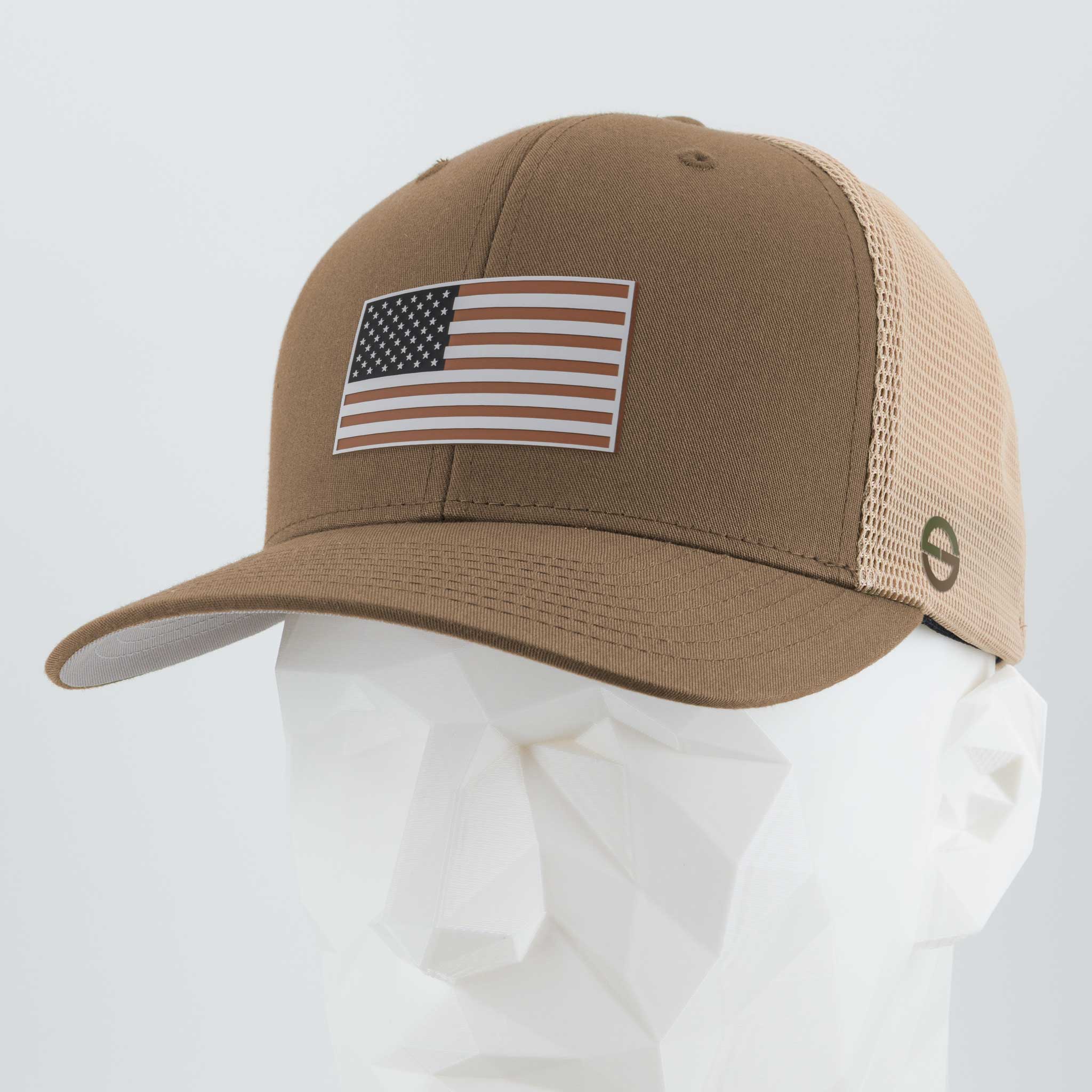 American Flag, Coyote Black (Double Layer Silicone) - Mesh Trucker Cap