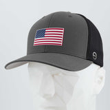 American Flag, Red White and Blue (Double Layer Silicone) - Mesh Trucker Cap
