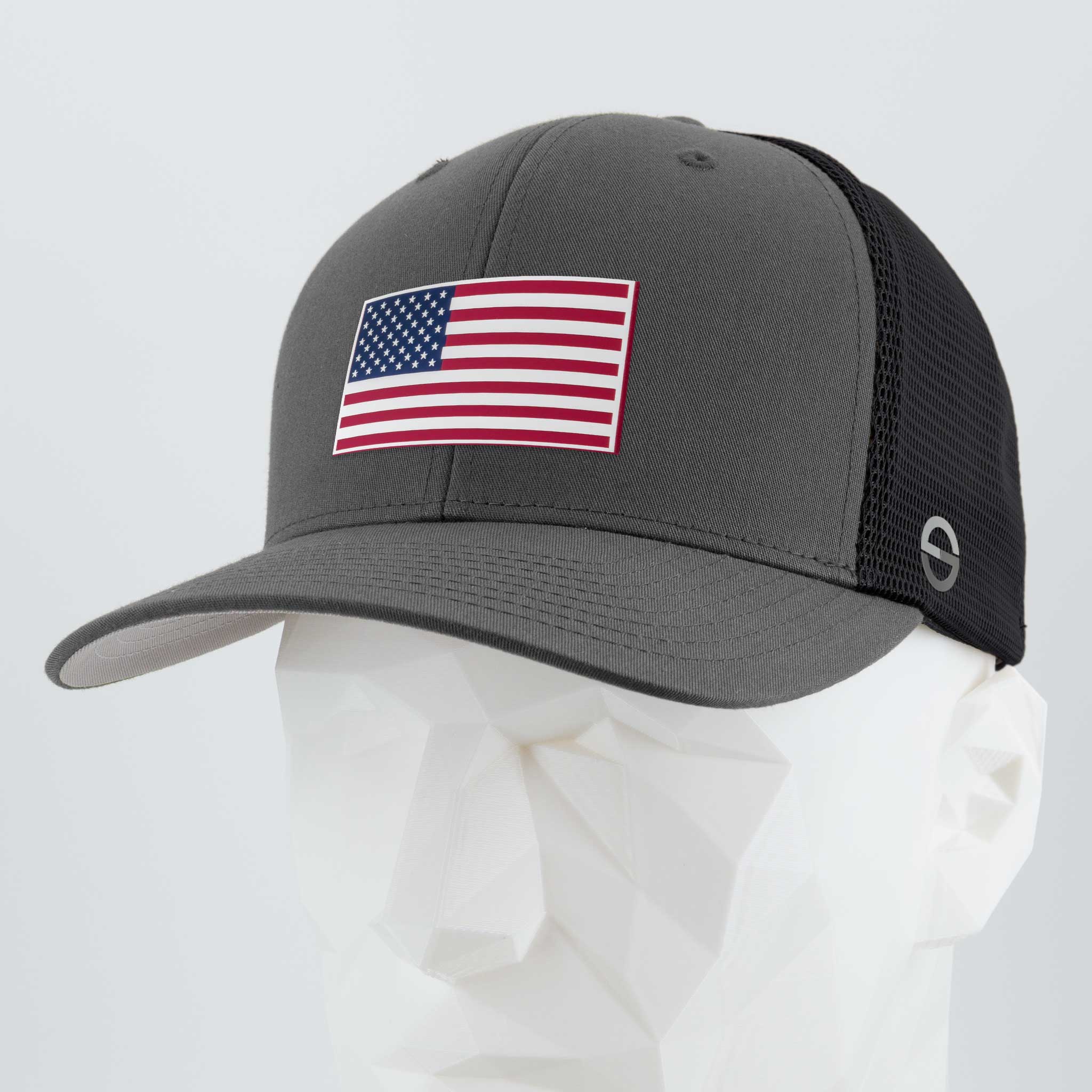 American Flag, Red White and Blue (Double Layer Silicone) - Mesh Trucker Cap