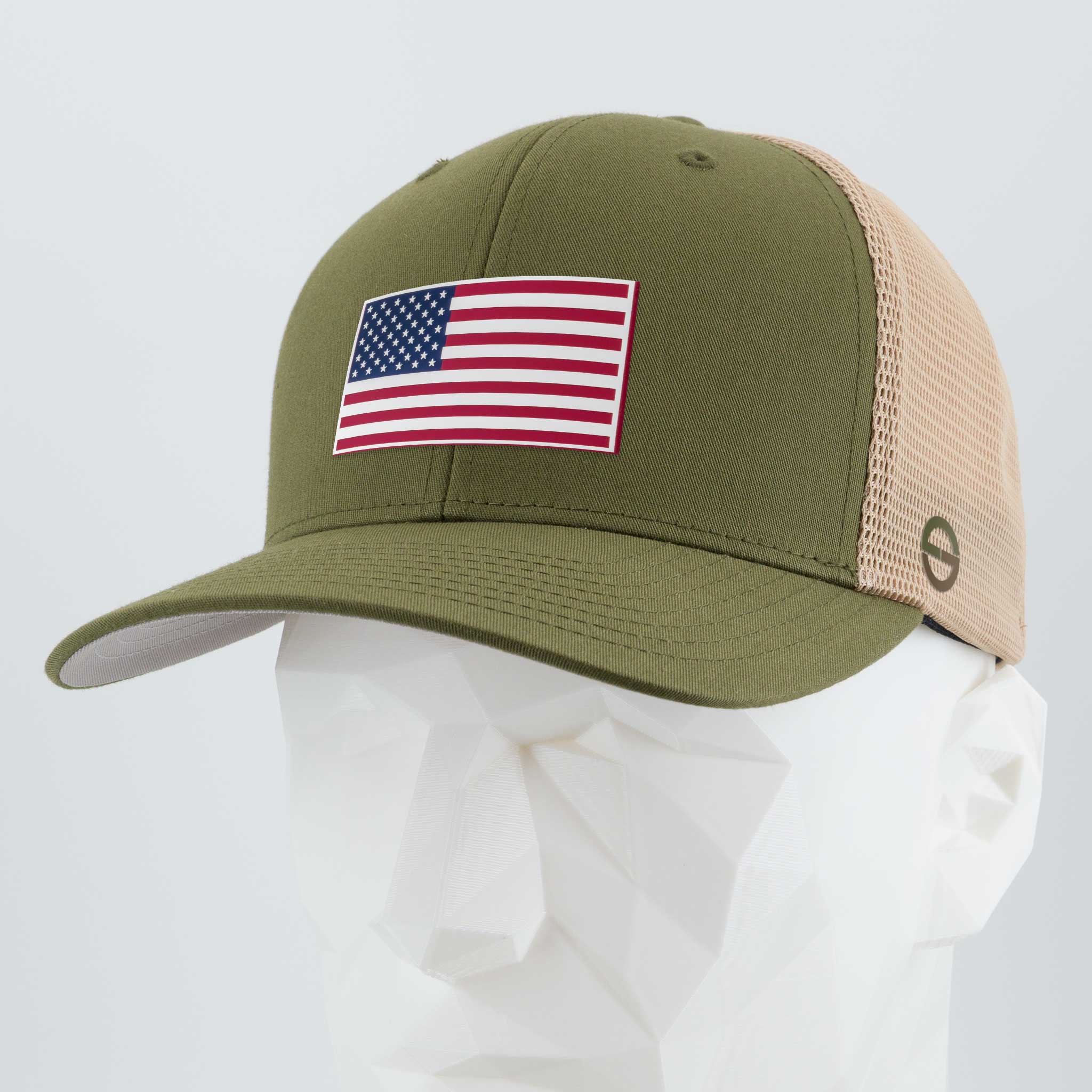 American Flag, Red White and Blue (Double Layer Silicone) - Mesh Trucker Cap
