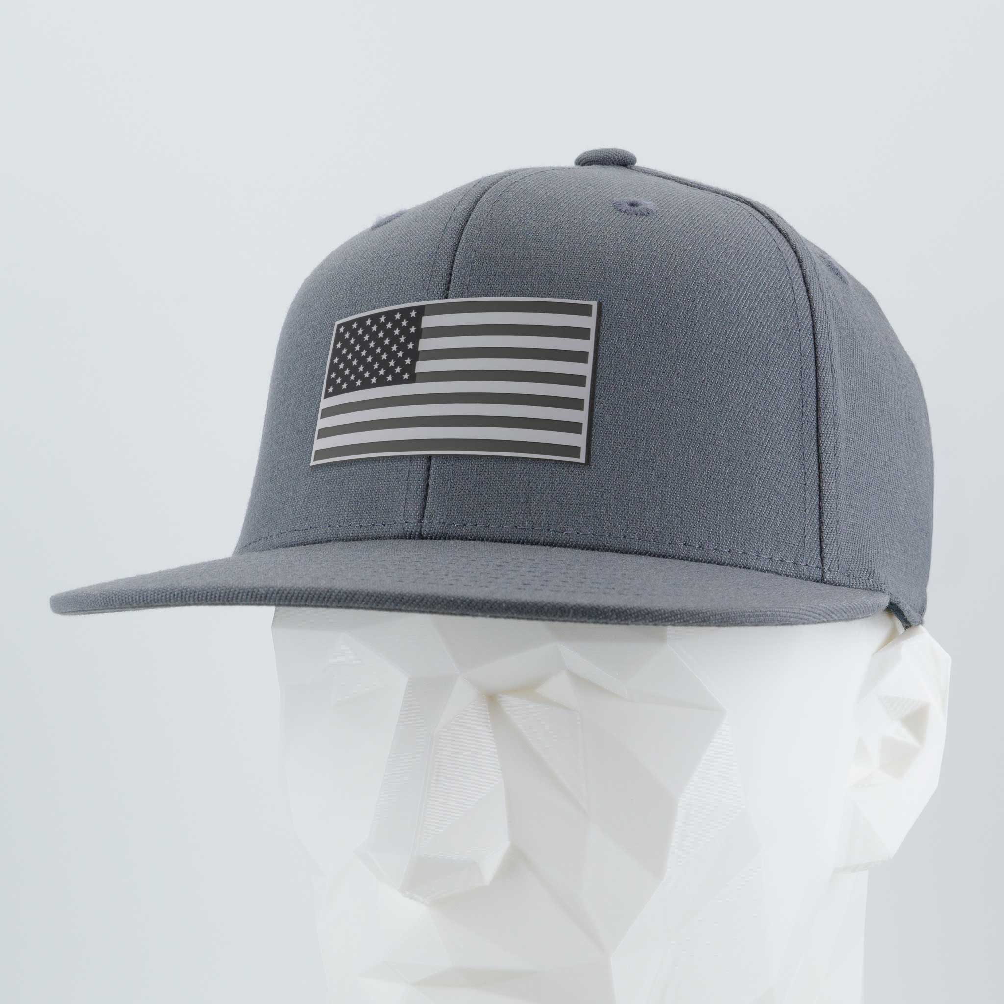 American Flag, Monotone (Double Layer Silicone) - Flexfit® Premium Fitted Cap