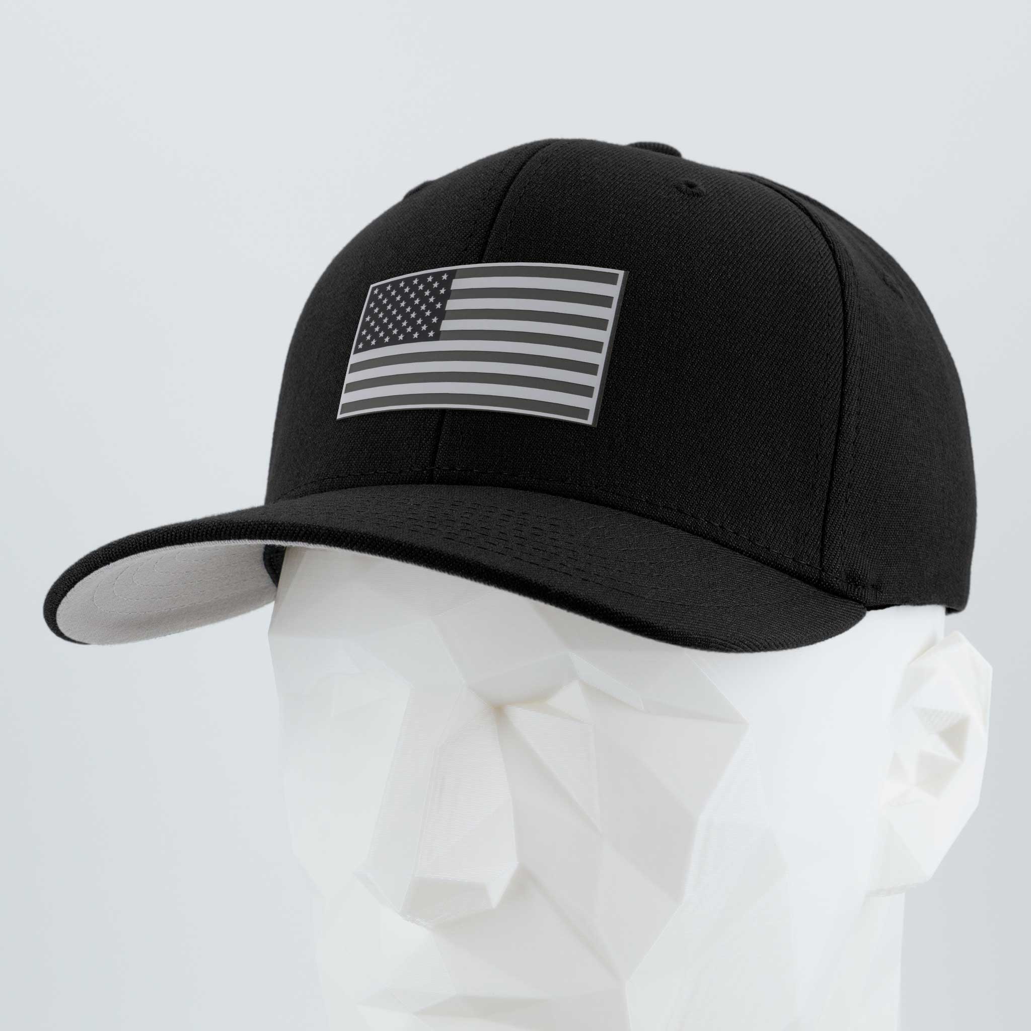 American Flag, Monotone (Double Layer Silicone) - Flexfit® Premium Wool Blend Cap
