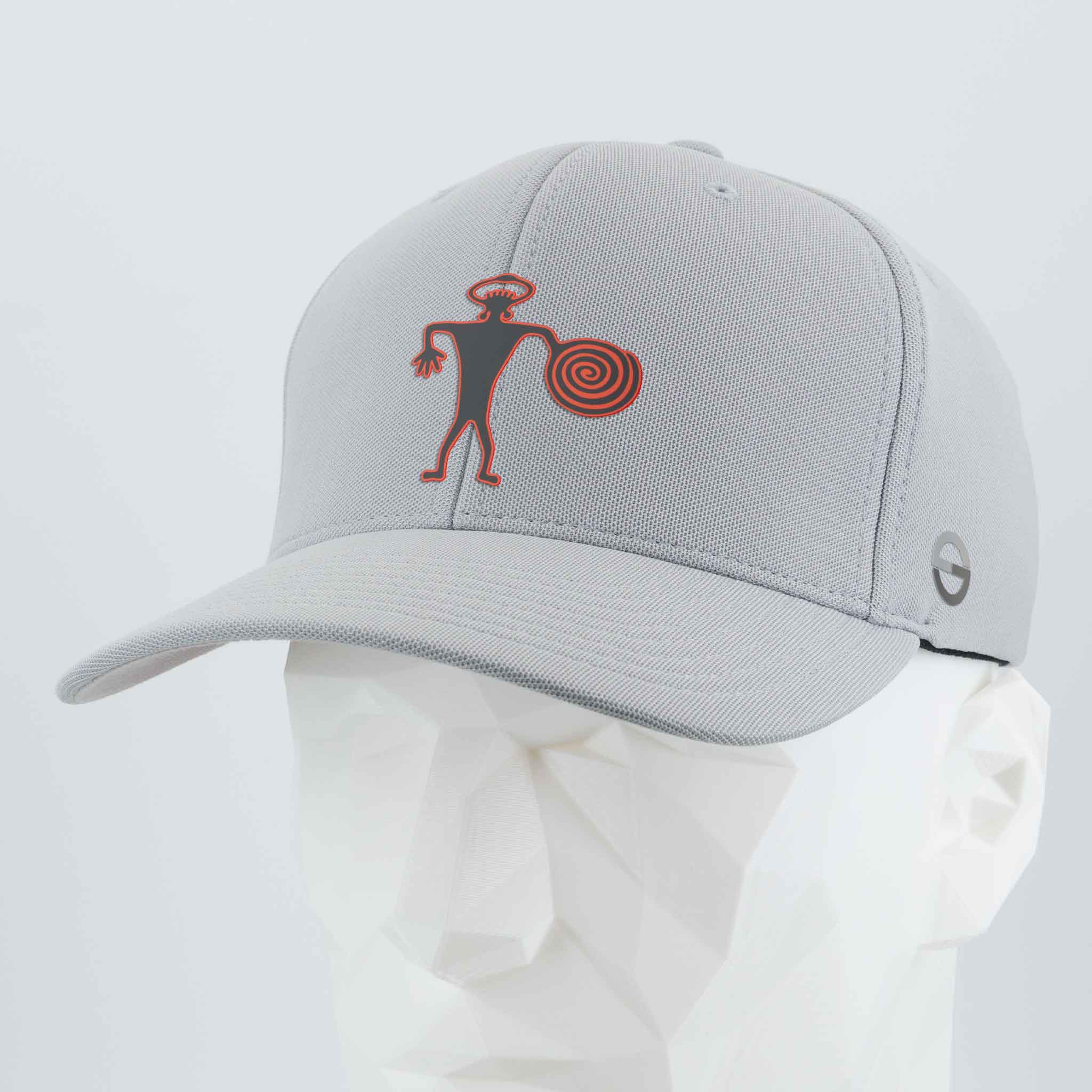 Spiral Warrior Petroglyph (Silicone) - Flexfit® Cool & Dry Cap Color: Silver - Eternal Glyph LLC