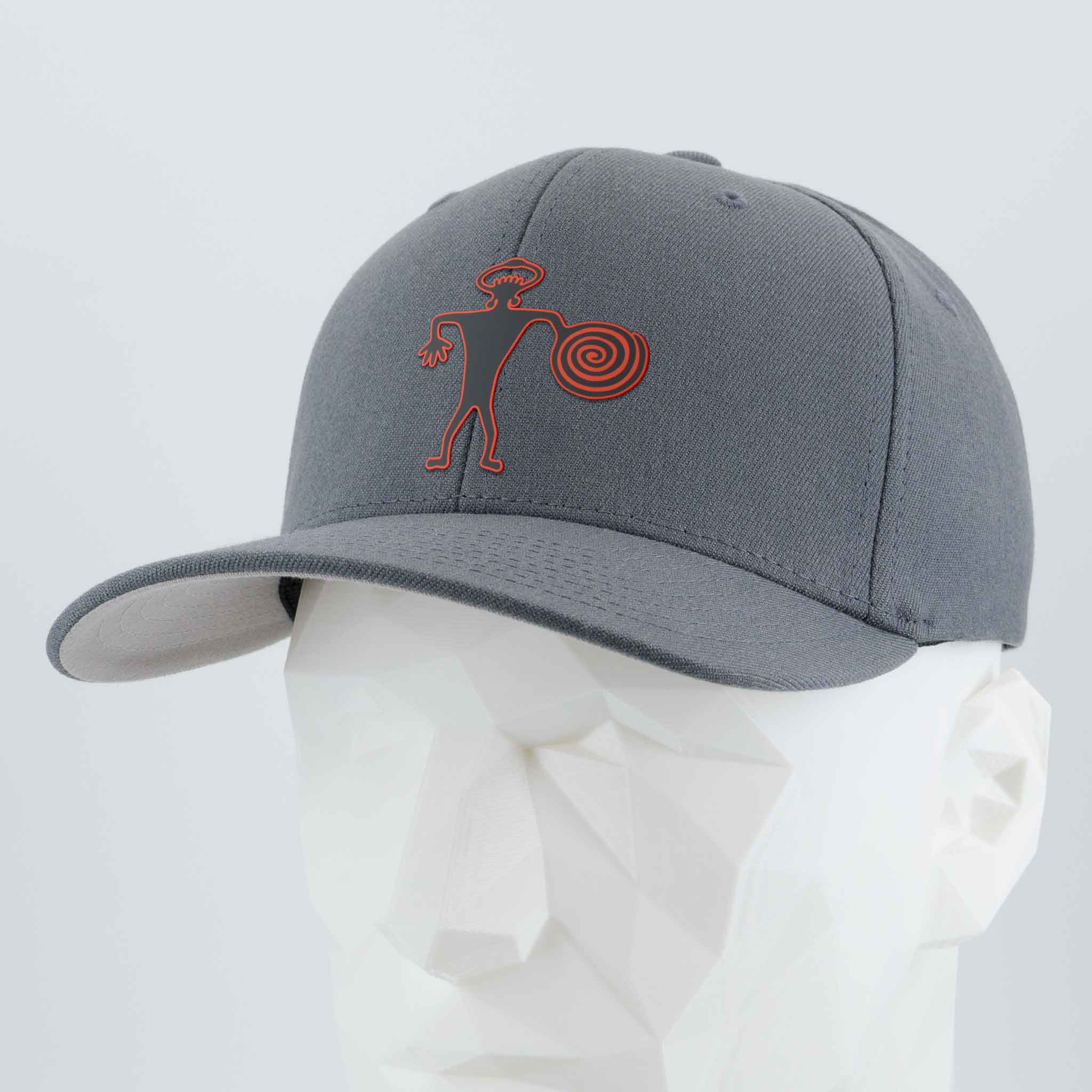 Spiral Warrior Petroglyph (Silicone) - Flexfit® Premium Wool Blend Cap Color: Dark Gray - Eternal Glyph LLC