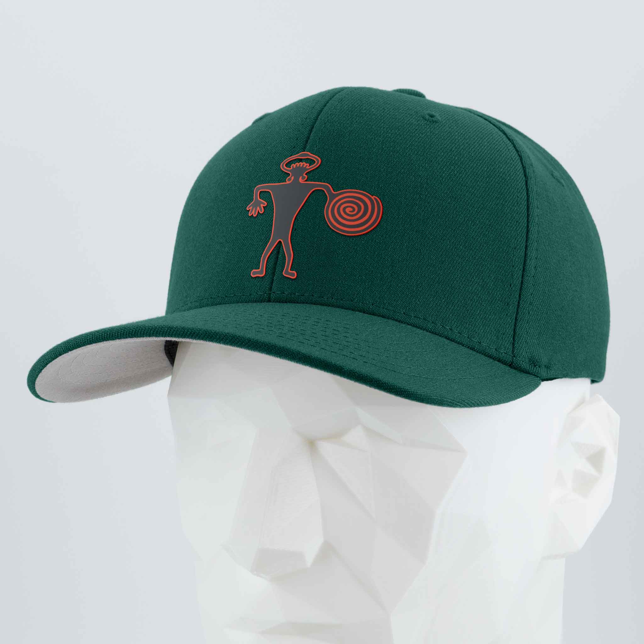 Spiral Warrior Petroglyph (Silicone) - Flexfit® Premium Wool Blend Cap Color: Spruce - Eternal Glyph LLC